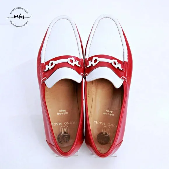 Bruno Magli Kurt Leather Loafers Red White Men 10 - Picture 11 of 14